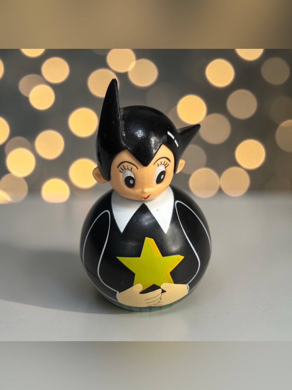 Astro Boy Roly Poly “Atom” Toy Figurine Yellow Star Japanese Tumbling Doll